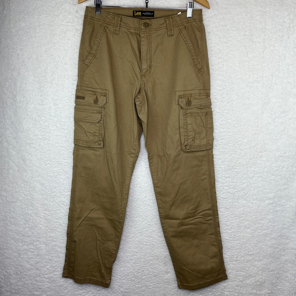 Lee Mens Cargo Pants Khaki Tan Straight Leg Utility Workwear Trousers 32x32